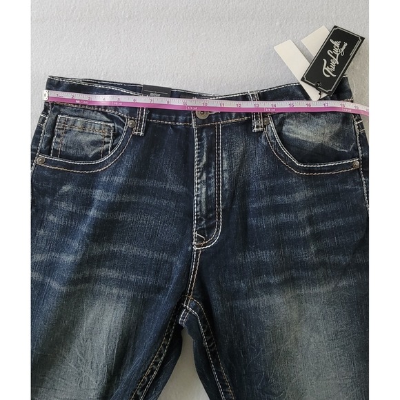 True Luck Jeans Men`s Size 36x30 Blue Denim Bootcut Stretch Western Embroidered - Picture 3 of 11